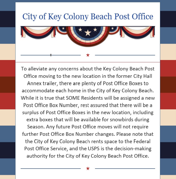 City of Key Colony Beach Post Office Move City of Key Colony Beach